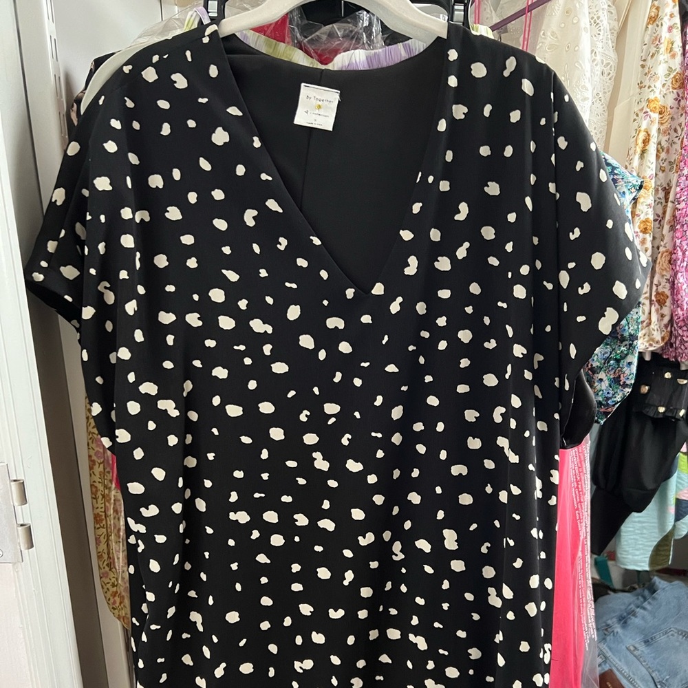 Black + White Polka Dot Dress w/ pockets